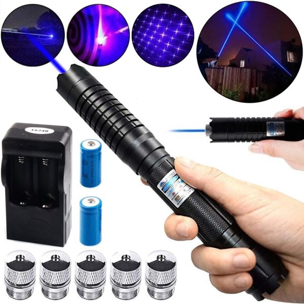 Лазерна указка Laser Blue YX-B008 10000mw синій лазер зі змінними насадками до 50 км, астрономічний лазерний цілевказівник на акумуляторі B008