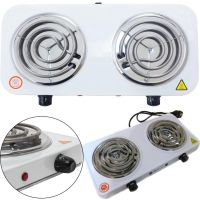 Настільна електроплита Domotec MS-5802 1000W на 2 конфорки спіраль, двоконфорочна електрична плита 1000Вт з термостатом на 5 положень Біла