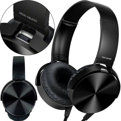 Накладні дротові навушники з гарнітурою Extra Bass MDR-XB450BT Black, Повнорозмірні навушники з MP3 плеєром і гарнітурою mini jack 3.5 mm чорні