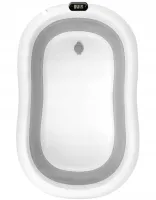 Складна дитяча ванна для купання Smart Babyhood BH-334G розкладна ванночка для немовлят з LED термометром, подушкою і ручкою для душу Сіра