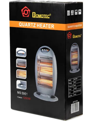 Напольный инфракрасный галогенный обогреватель Domotec MS-5951 1200W 3 режима мощности, настольный кварцевый электрообогреватель от сети 1200 Вт
