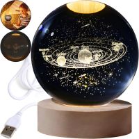Кришталева куля-нічник Сонячна система 3D Planet Solar System M-8061S світлодіодний LED нічник, Скляна куля світильник на акумуляторі від USB