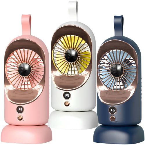 Бездротовий акумуляторний вентилятор Portable Mini Fan F-5 портативний настільний міні охолоджувач повітря з тримачем 5 режимів від USB HR-89
