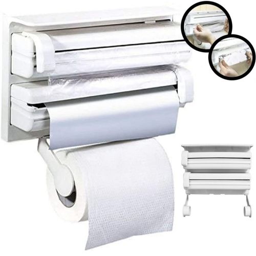 Кухонний потрійний тримач Triple Paper Dispenser 3 в 1 для паперових рушників харчової плівки та фольги Диспенсер органайзер Kitchen Roll (MA-53-20)
