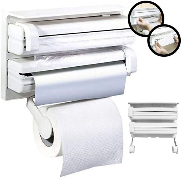 Кухонний потрійний тримач Triple Paper Dispenser 3 в 1 для паперових рушників харчової плівки та фольги Диспенсер органайзер Kitchen Roll (MA-53-20)