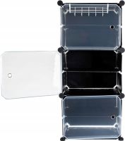 Складаний шафа органайзер для взуття Storage Cube Cabinet D1 - 3 42х32х95см Пластикова тумба з дверцятами на 3 секції і 6 поличок для одягу Чорна