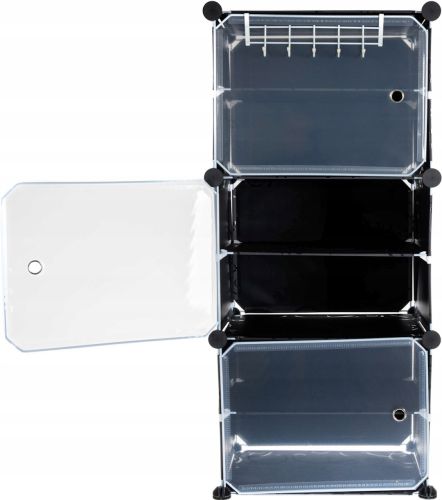 Складаний шафа органайзер для взуття Storage Cube Cabinet D1 - 3 42х32х95см Пластикова тумба з дверцятами на 3 секції і 6 поличок для одягу Чорна