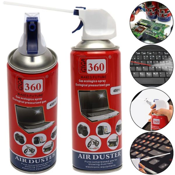 Очищуючий балон зі стисненим повітрям Giga 360 Air Duster Q24 450 мл пневматичний повітряний Очищувач для чищення техніки та електронних пристроїв