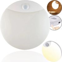 Настенный светодиодный светильник Sanso LED 15W-NW-SE с датчиком движения, потолочный аккумуляторный круглый фонарь BT001 4000K IP44 на стену Белый
