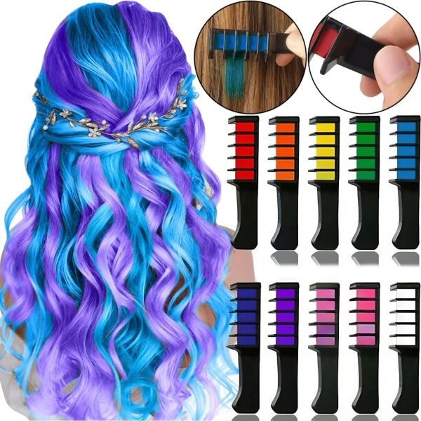 Набір крейди гребінців Hair chalk 10 шт з різнокольоровими барвниками для фарбування волосся, різнокольорові крейди для фарбування дітей і дорослих