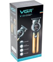 Акумуляторна машинка для стрижки волосся VGR V-989 5W 3 змінні насадки, бездротовий чоловічий тример для окантовки бороди і вусів з LED дисплеєм USB