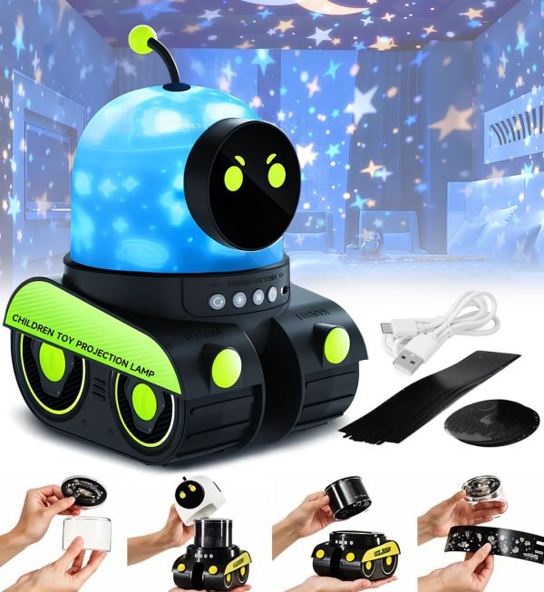 Акумуляторний проектор зоряного неба Droid WH-E03 світлодіодний RGB LED нічник, робот дроїд зі змінними слайдами і Bluetooth колонкою 1200mAh