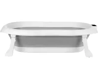 Складна дитяча ванна для купання Smart Babyhood BH-334G розкладна ванночка для немовлят з LED термометром, подушкою і ручкою для душу Сіра