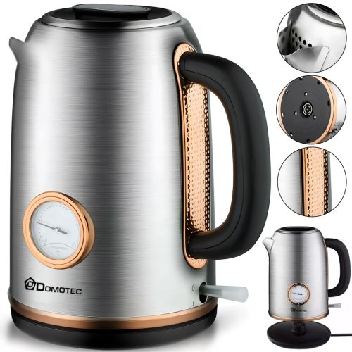 Електричний чайник Domotec MS-7849 на 1.7л настільний дисковий електрочайник Domotec 2200W з термометром і автоматичним відключенням від мережі
