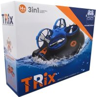 Катер дрон на радіокеруванні Trix K2 3в1 Синій акумуляторний квадрокоптер, дитяча літаюча машинка на пульті управління від 8 років USB JJRC A150