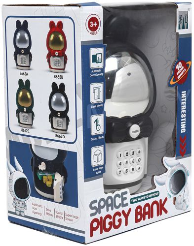 Дитяча електронна скарбничка сейф Space Piggy Bank 8662D з кодовим замком і купюроприймачем, сейф-скарбничка для паперових купюр і монет на батарейках