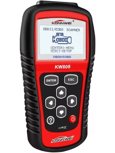 Автомобільний сканер OBDII / EOBD Konnwei KW808 для діагностики помилок двигуна, універсальний діагностичний автосканер з LCD дисплеєм ELM327