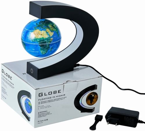 Нічник левітуючий глобус Magnetic Levitation Globe магнітний літаючий нічник Карта світу, світлодіодна LED лампа з RGB підсвічуванням від мережі 220В