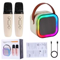 Дитячий бездротовий караоке Speaker K12 2 мікрофони Bluetooth світлодіодна портативна колонка з RGB підсвічуванням на акумуляторі USB AUX LY-736