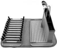 Настільна сушарка для посуду Scalable Drain Rack 0578 кухонний органайзер із піддоном і килимком із мікрофібри для зберігання та сушіння приладів Сірий