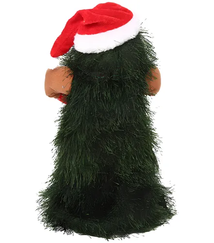 Танцююча різдвяна ялинка Dancing Xmas Tree ET02 інтерактивна новорічна іграшка 17х10 см обертова музична ялинка в шапці на батарейках