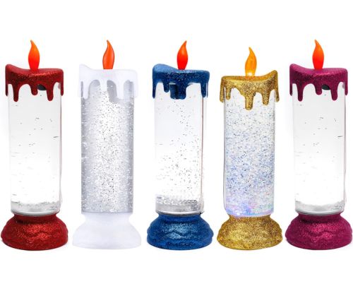 Нічник Свічка Romantic Candle H-86 декоративна Масляна Свічка зі снігом і блискітками, світильник зі світлодіодним LED підсвічуванням на батарейках RGB