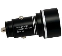 Автомобільний зарядний пристрій з вольтметром Car Charger HZ HC7 3.1 A, Адаптер для зарядки 2xUSB в прикурювач, Автозарядка з екраном Чорний