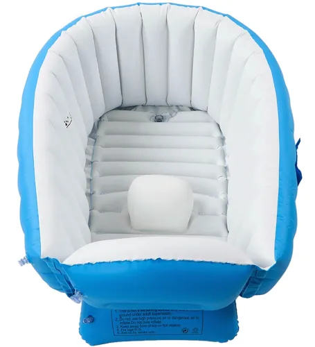 Надувна дитяча ванна для купання Intime Baby Bath Tub JS033 протиковзка ванночка з подушкою, зливом і ножним насосом для малюків AND1440