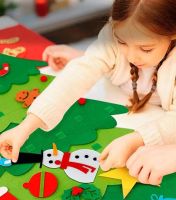 Фетровий новорічна ялинка Зроби сам DIY Christmas Tree BF-01 25 аксесуарів на липучках, Різдвяна ялинка 100x70 см своїми руками на стіну