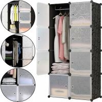 Складаний шафа органайзер для речей Storage Cube Cabinet MP-28-51 76х37х146 см Пластикова тумба на 8 секцій поличка для одягу та взуття Чорна MP28-51