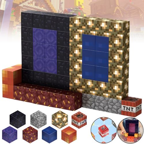 Детский магнитный конструктор Майнкрафт Magnetic Block Minecraft Z05A на 58 деталей 2х2 см разноцветные развивающие 3D кубики для детей от 3-х лет