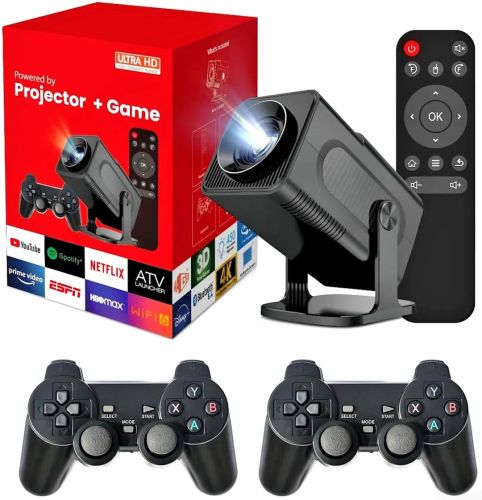 Портативний проектор Projector Game HCS350 Pro 4K ігрова смарт приставка з джойстиками та пультом Full HD домашній кінотеатр з Wi-Fi Bluetooth USB