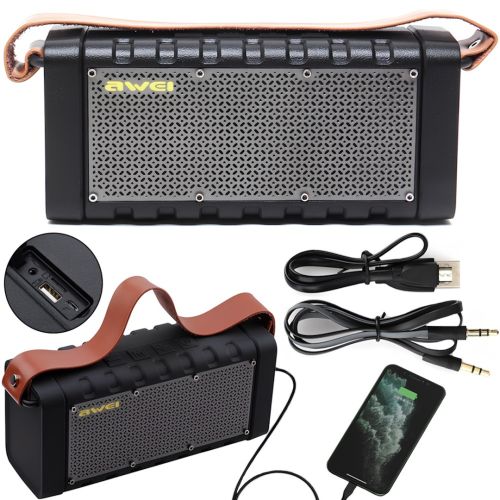 Портативна Bluetooth колонка Awei Y668 з PowerBank бездротова акумуляторна стерео акустика, мінідинамік з ручкою і повербанком FM MP3 AUX TF USB
