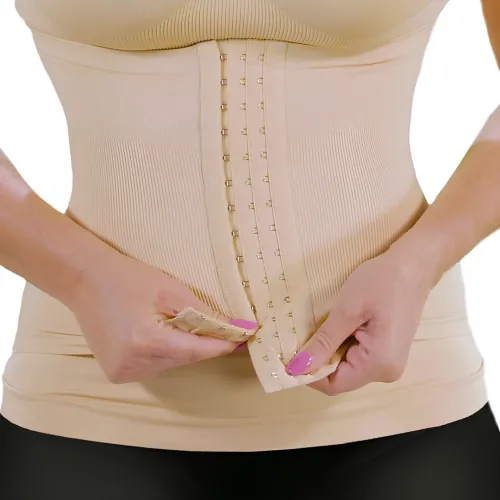 Жіноча коригувальна майка з корсетом Slim Comfy SC-1130 2 в 1 для корекції фігури, стягуюча білизна з поясом на гачках для жінок Бежеве