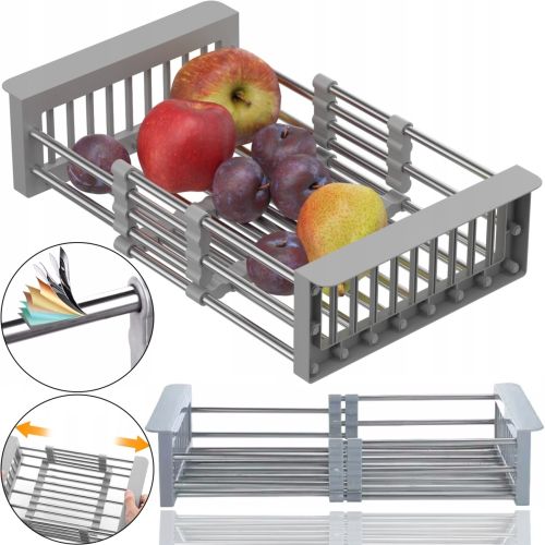 Універсальна розсувна решітка сушарка Multifunctional Drain Rack 1491 для сушіння фруктів і овочів на умивальник, підставка на раковину для посуду