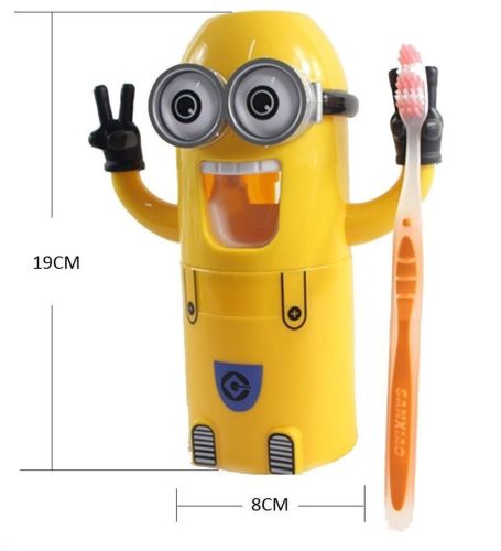 Дитячий диспенсер для зубної пасти міньйон Brush Holder, автоматичний дозатор з тримачем для щіток для дітей Міньєн Жовтий