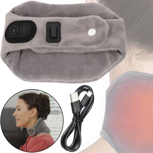 Масажер грілка для шиї з підігрівом Calm Heat massaging Neck вібромасажний зігріваючий шийний шарф бандаж для масажу, масажер-грілка від USB Сірий