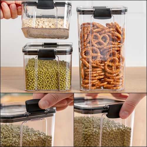 Набір контейнерів для сипучих Food Storage Container Set 7 ємностей, прозорі органайзери, баночки для зберігання харчових продуктів, круп з кришками