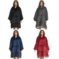 Толстовка-плед з капюшоном Huggle Hoodie Ultra Plush Blanket 2 в 1 унісекс оверсайз толстовка худі плюшевий плед з рукавами на флісі 74х110 см сірий 