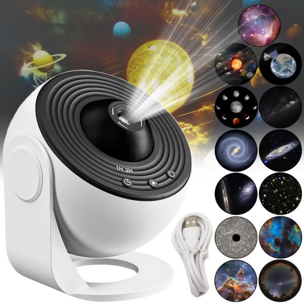 Проектор зоряного неба Galaxy Projector 360° Akenori PG-2000 13 в 1 світлодіодний галактичний нічник з таймером, домашній планетарій 13 космічних картриджів