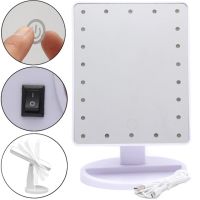 Косметичне сенсорне дзеркало для макіяжу Magic MakeUp Mirror обертається на 180 настільне дзеркало на підставці з підсвічуванням 22 LED USB біле