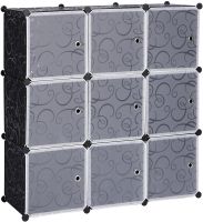 Складаний шафа органайзер для речей Storage Cube Cabinet MP-39-61 110х110х35 см Пластикова тумба на 9 секцій поличка для одягу та взуття Чорна