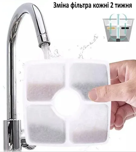 Комплект сменный фильтр 1 шт для автоматической поилки Pet Water Fountain, Угольные сменные фильтры 12.3х12.3х0.8 см для питьевого фонтана животных