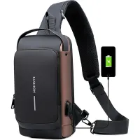 Чоловіча сумка барсетка через плече Weixier X306 з USB-портом для зарядки, нагрудний водонепроникний крос боді рюкзак Fashion з кодовим замком