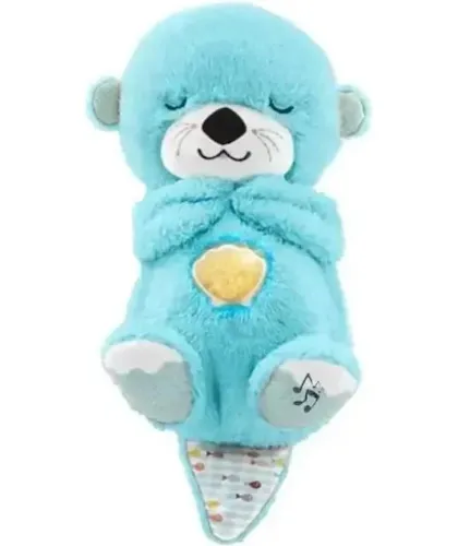Світна дихаюча Видра Fisher Price FXC66 30 см з диханням для сну дітей, м'яка плюшева іграшка музичний нічник від батарейок Блакитна