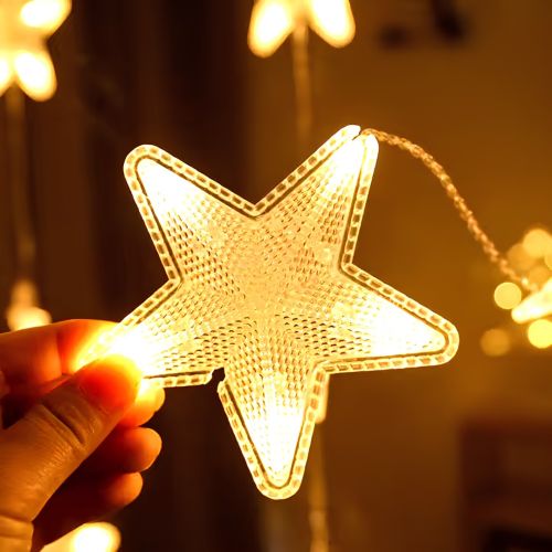 Внутренняя гирлянда штора Звездопад XMAS Теплый белый 3Х1.8 м 120 LED диодов WW новогодняя светодиодная занавес на окно дома 3мх1.8м от сети 220V