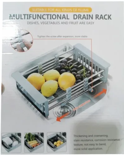 Універсальна розсувна решітка сушарка Multifunctional Drain Rack 1491 для сушіння фруктів і овочів на умивальник, підставка на раковину для посуду