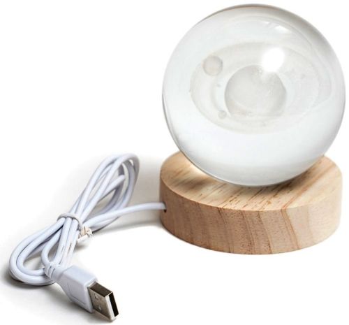 Хрустальный шар-ночник Сатурн 3D Creative Visualization Lamp M-8062S светодиодный LED ночник, стеклянный шар светильник на аккумуляторе от USB 
