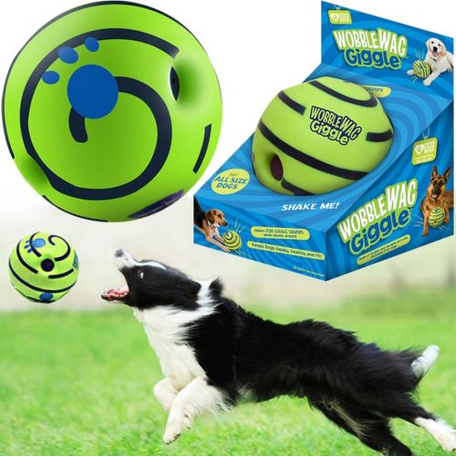 Хихикаючий м'яч для собак Wobble Wag Giggle Ball D-14, інтерактивна іграшка для гри з собакою іграшка-м'яч звуковий з термопластичної гуми