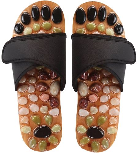 Массажные ортопедические тапочки jade health massage shoes BH-SMS-04 с акупунктурным эффектом для стоп ног, шлепанцы для массажа 36-45 размер Черные